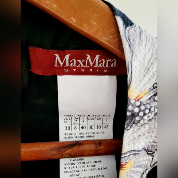 Max Mara Studio Floral Dress fully lined Size 8 EUC navy and white - Picture 4 of 4